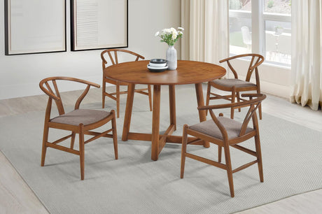 Dinah Walnut and Brown Danish Y-Shaped Back Wishbone Dining Side Chair, Set of 2 from Coaster - Luna Furniture