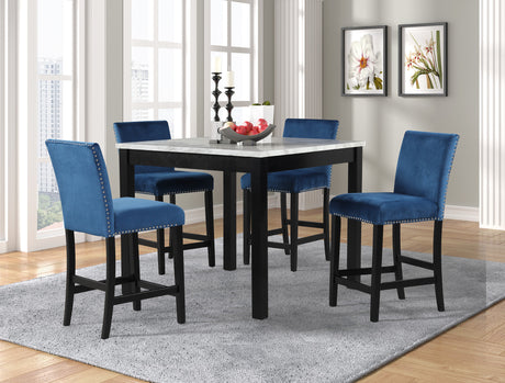 Dior - Blue Pub Table + 4 Chair Set - Dior - Blue - Luna Furniture