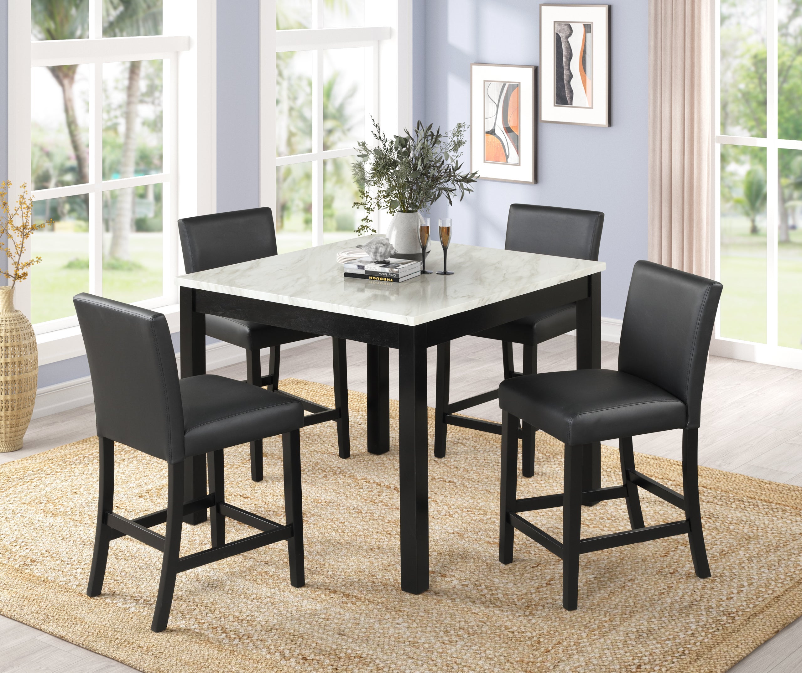 Dior PU Black 5-Piece Counter Height Set from Happy Homes - Luna Furniture