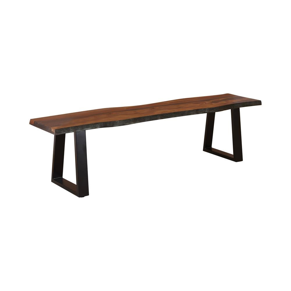 Ditman Gray Sheesham and Black Live Edge Dining Bench from Coaster - Luna Furniture