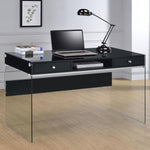 Dobrev 2-drawer Writing Desk Glossy Black and Clear - 800830 - Luna Furniture