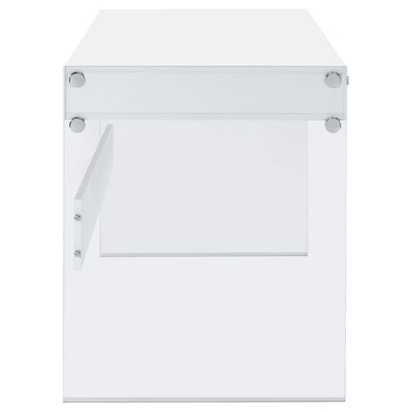 Dobrev Glossy White and Clear 2-Drawer Writing Desk from Coaster - Luna Furniture