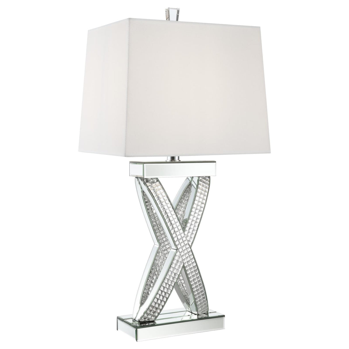 Dominick White and Mirror Table Lamp with Rectange Shade from Coaster - Luna Furniture