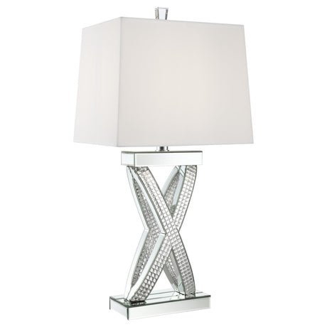 Dominick Table Lamp with Rectange Shade White and Mirror - 923289 - Luna Furniture