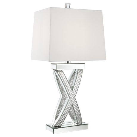 Dominick White and Mirror Table Lamp with Rectange Shade from Coaster - Luna Furniture