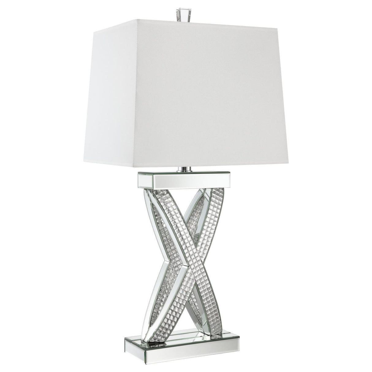 Dominick White and Mirror Table Lamp with Rectange Shade from Coaster - Luna Furniture