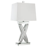 Dominick White and Mirror Table Lamp with Rectange Shade from Coaster - Luna Furniture