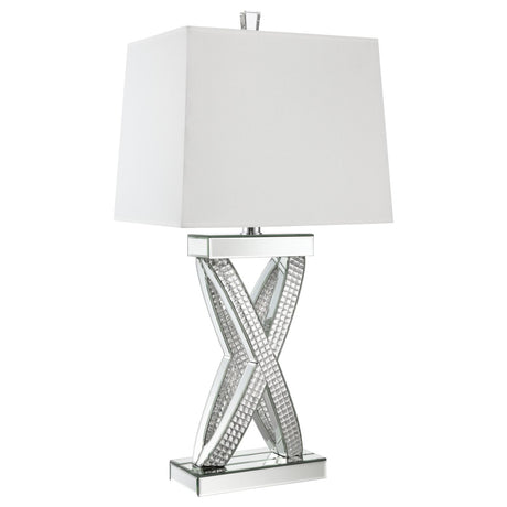 Dominick White and Mirror Table Lamp with Rectange Shade from Coaster - Luna Furniture