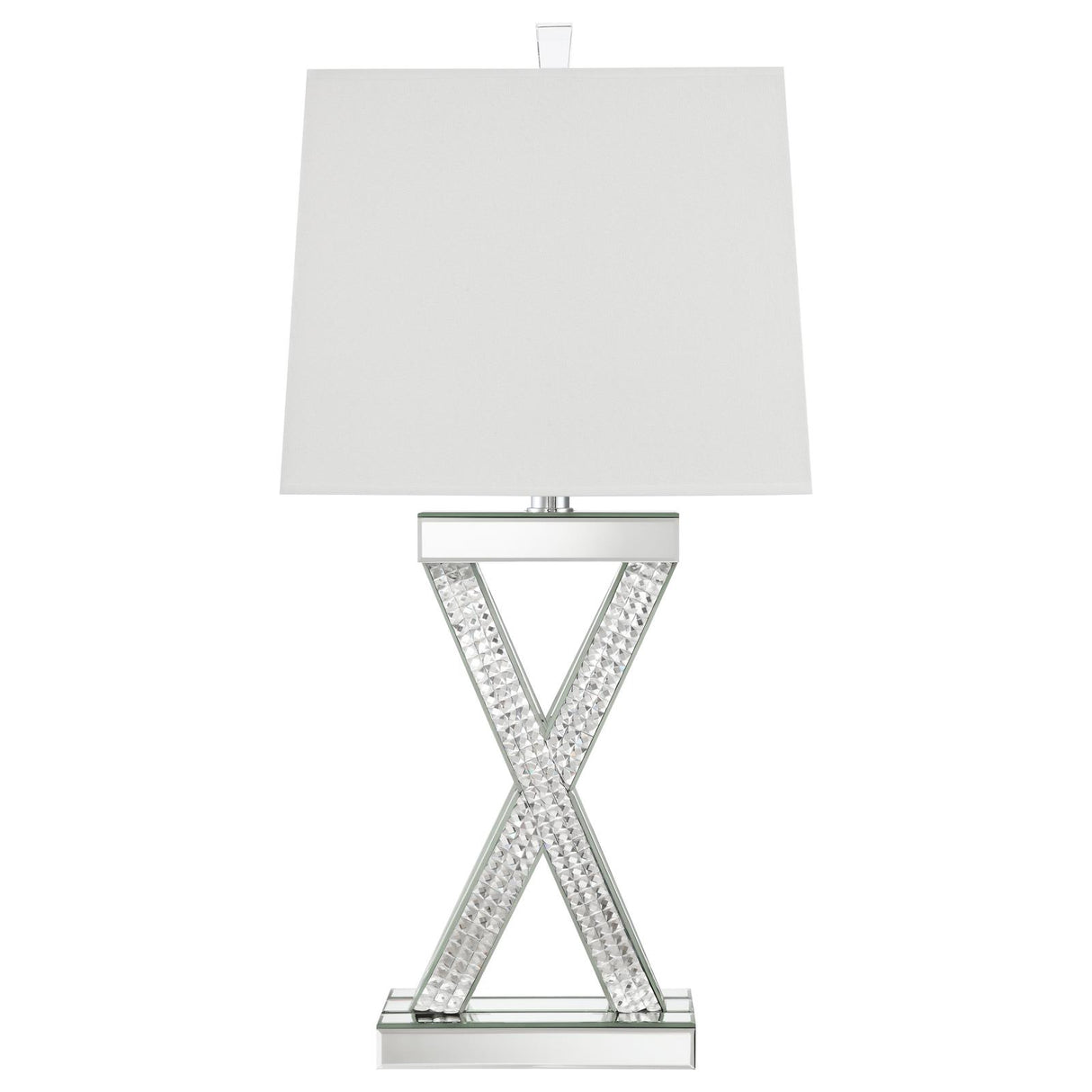 Dominick White and Mirror Table Lamp with Rectange Shade from Coaster - Luna Furniture
