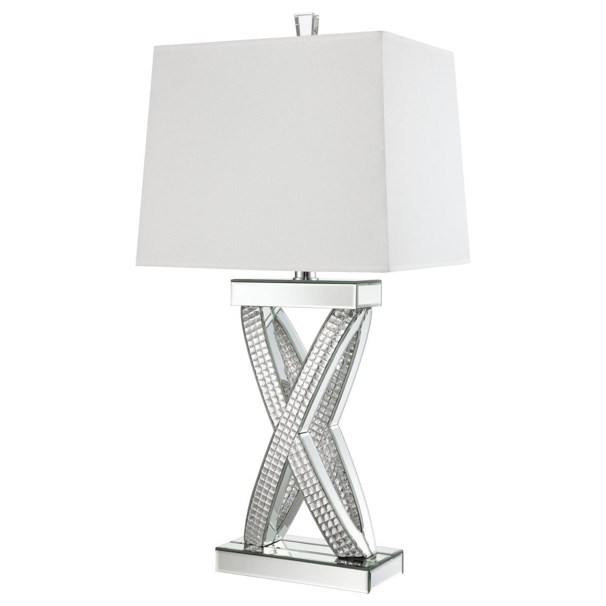 Dominick White and Mirror Table Lamp with Rectange Shade from Coaster - Luna Furniture