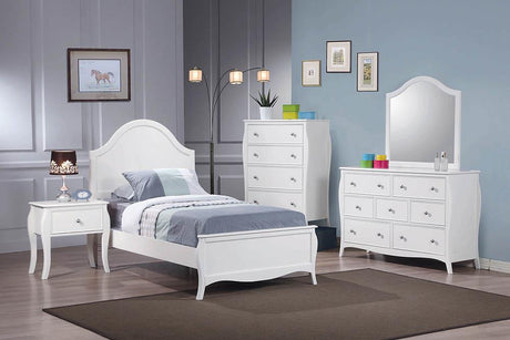 Dominique Twin Panel Bed White - 400561T - Luna Furniture