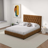 Donald Upholstered Platform Bed King / Cognac - AFC00510 - Luna Furniture