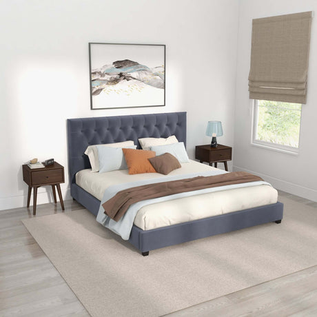 Donald Upholstered Platform Bed King / Grey - AFC00511 - Luna Furniture