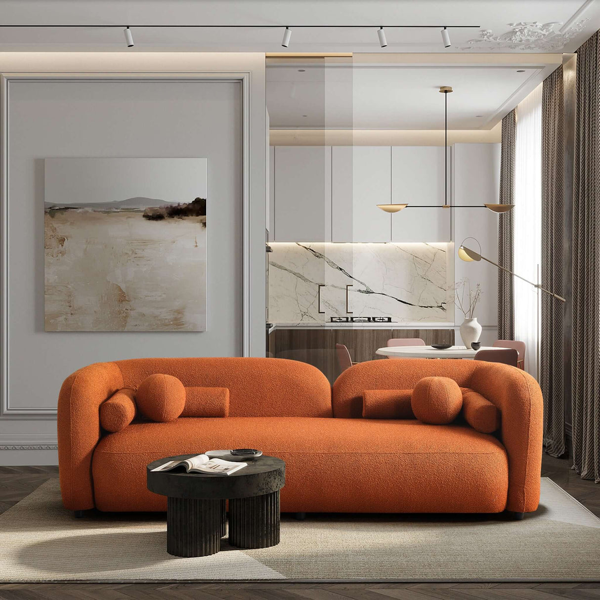 Donna Orange Boucle Sofa from Ashcroft Furniture - Luna Furniture