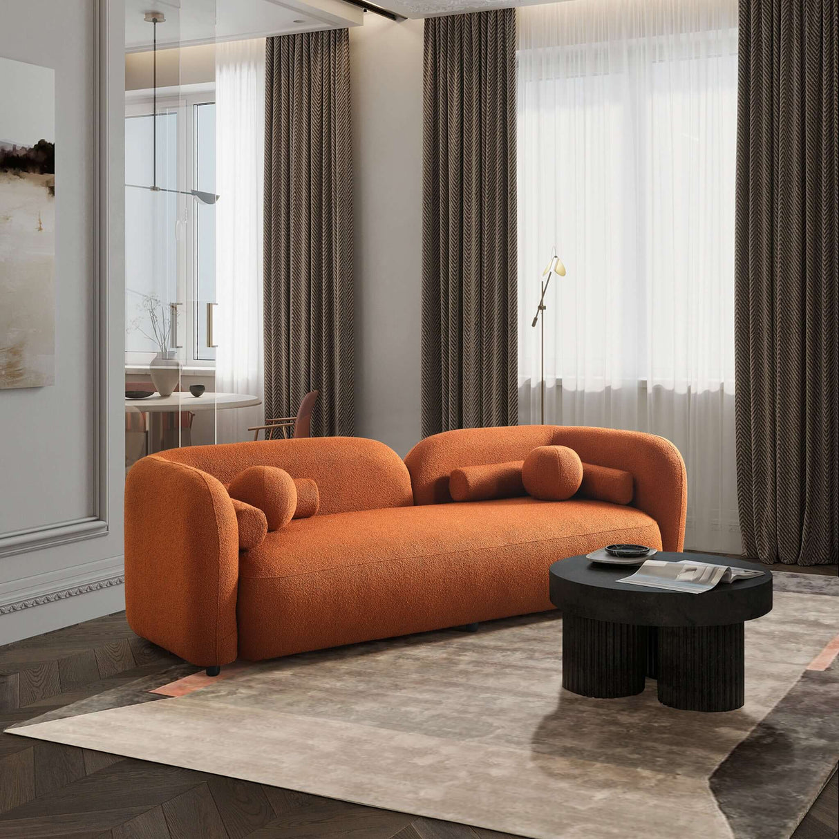 Donna Orange Boucle Sofa from Ashcroft Furniture - Luna Furniture