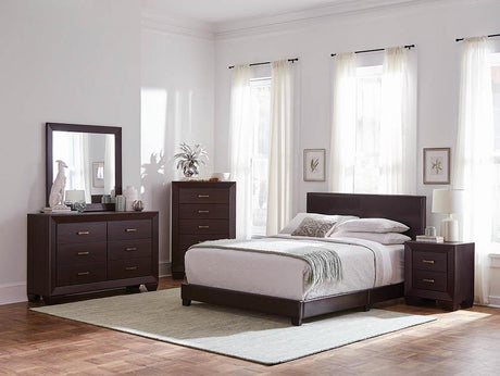 Dorian Upholstered Eastern King Bed Brown - 300762KE - Luna Furniture