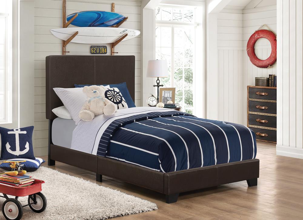 Dorian Brown Upholstered Twin Bed from Coaster - Luna Furniture
