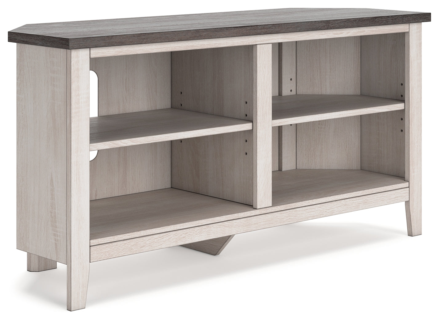 Dorrinson Two-tone Corner TV Stand from Ashley - Luna Furniture
