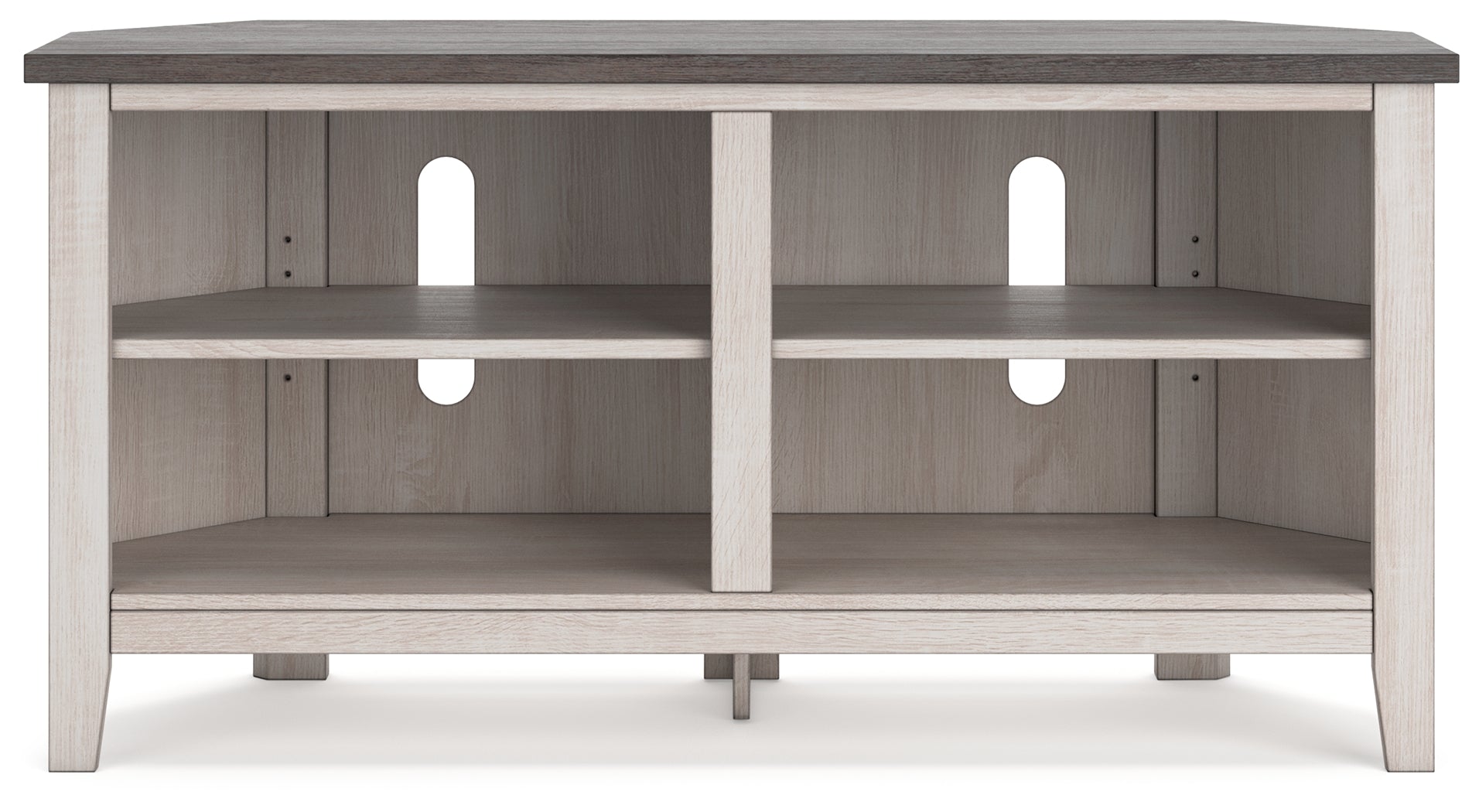 Dorrinson Two-tone Corner TV Stand from Ashley - Luna Furniture