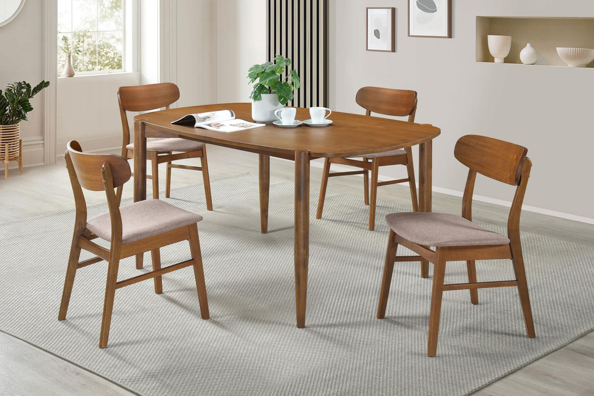 Dortch Walnut 5-Piece Oval Solid Wood Dining Set from Coaster - Luna Furniture