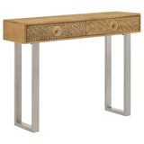 Draco Natural Console Table with Hand Carved Drawers from Coaster - Luna Furniture