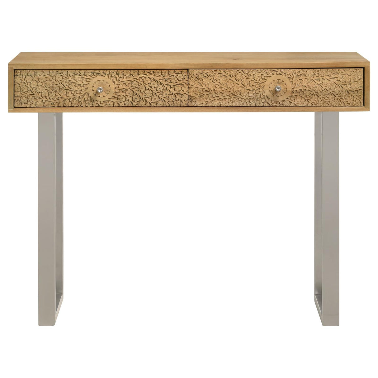 Draco Natural Console Table with Hand Carved Drawers from Coaster - Luna Furniture