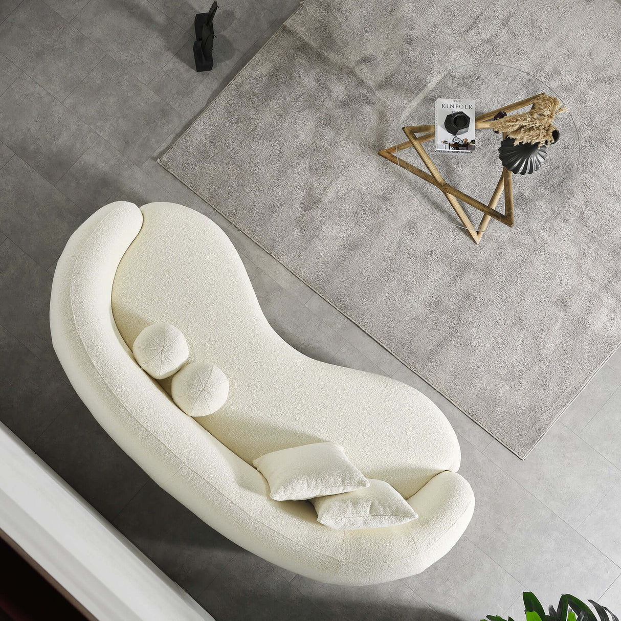 Blair Ivory Curvy Boucle Sofa from Ashcroft Furniture - Luna Furniture