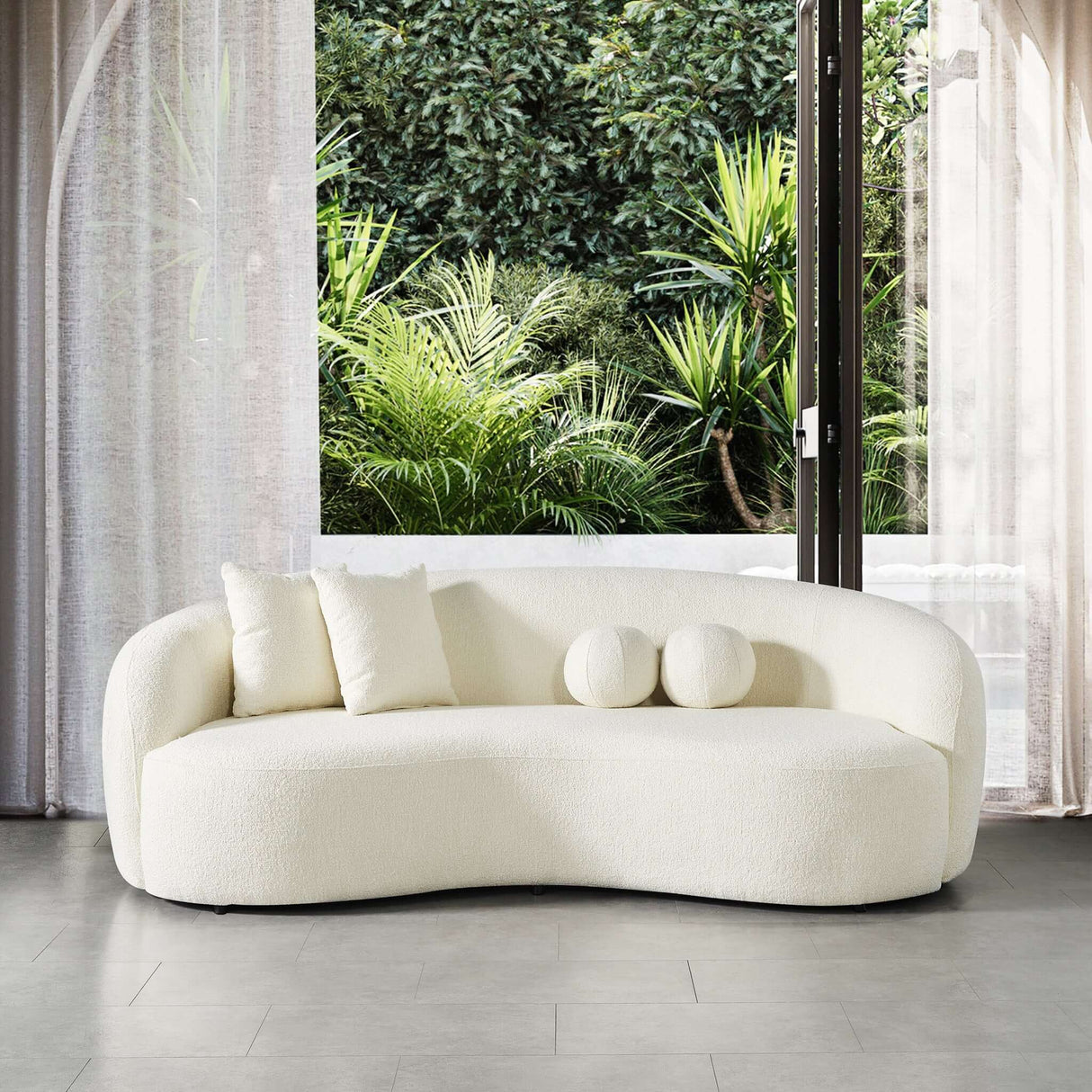 Blair Ivory Curvy Boucle Sofa from Ashcroft Furniture - Luna Furniture