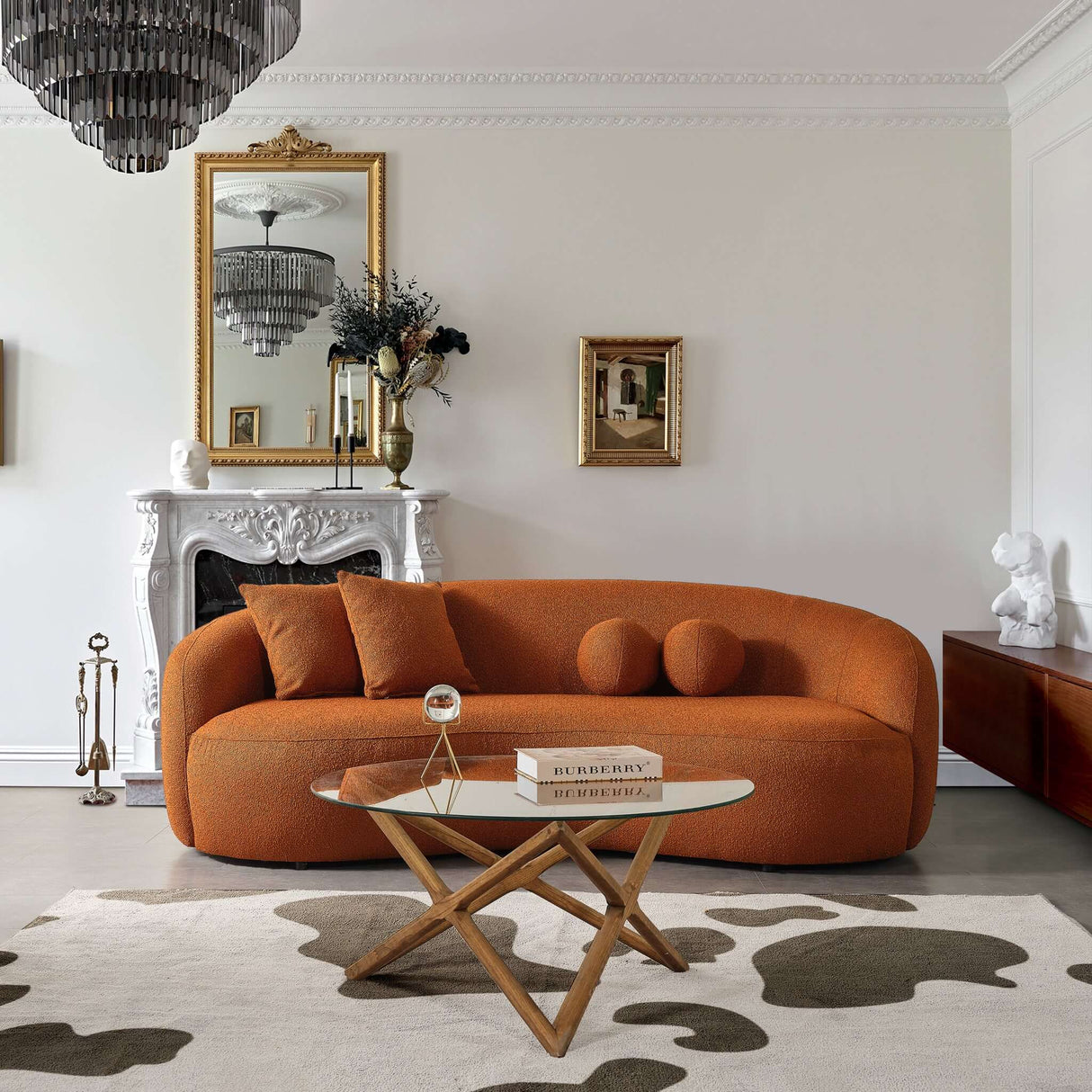 Blair Orange Curvy Boucle Sofa from Ashcroft Furniture - Luna Furniture