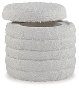 Duntler Ivory Storage Ottoman from Ashley - Luna Furniture