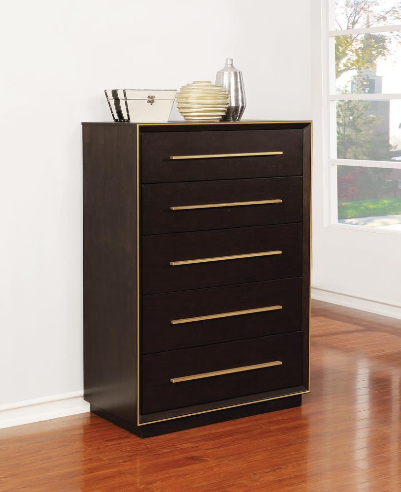Durango Smoked Peppercorn 5-Drawer Chest from Coaster - Luna Furniture