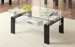 Dyer Tempered Glass Coffee Table with Shelf Black - 702288 - Luna Furniture