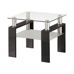 Dyer Tempered Glass End Table with Shelf Black - 702287 - Luna Furniture