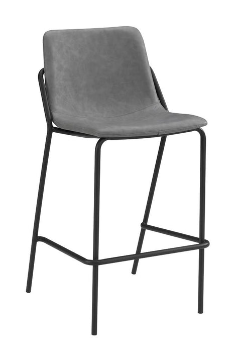 Earnest Solid Back Upholstered Bar Stools Grey and Black (Set of 2) - 183453 - Luna Furniture