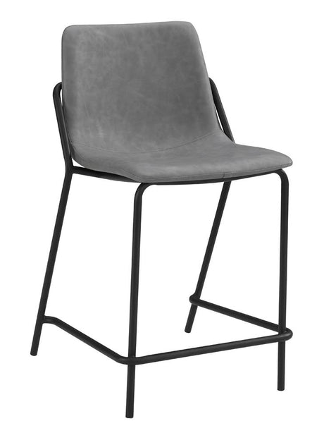 Earnest Solid Back Upholstered Counter Height Stools Grey and Black (Set of 2) - 183452 - Luna Furniture