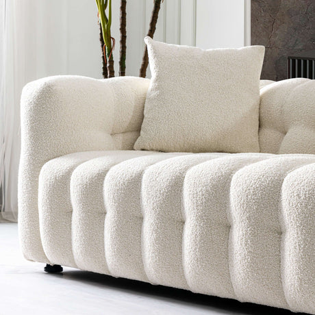 Eden Modern Tufted Chesterfield Boucle Fabric Sofa Cream from Midinmod - Luna Furniture