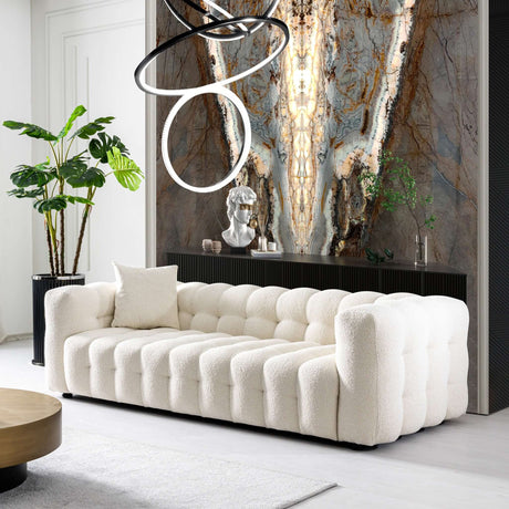 Eden Modern Tufted Chesterfield Boucle Fabric Sofa Cream from Midinmod - Luna Furniture