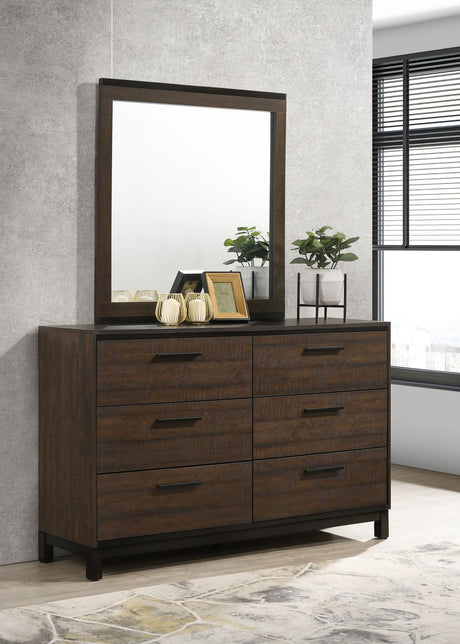 Edmonton 6-drawer Dresser with Mirror Rustic Tobacco - 204353M - Luna Furniture