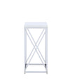 Edmund Accent Table with X-cross Glossy White and Chrome - 930014 - Luna Furniture