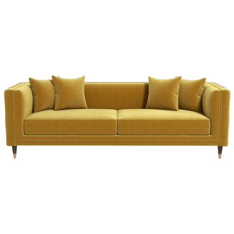 Edward Mid Century Modern Yellow Mustard Velvet Sofa - AFC00464 - Luna Furniture