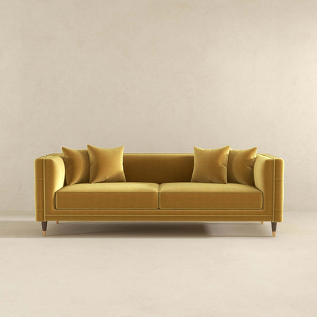 Edward Mid Century Modern Yellow Mustard Velvet Sofa - AFC00464 - Luna Furniture