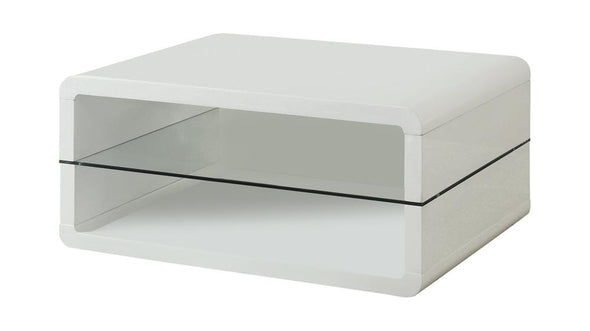 Elana Rectangle 2-shelf Coffee Table Glossy White - 703268 - Luna Furniture