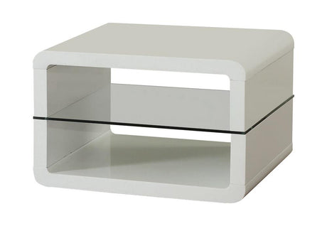 Elana Glossy White Square 2-Shelf End Table from Coaster - Luna Furniture