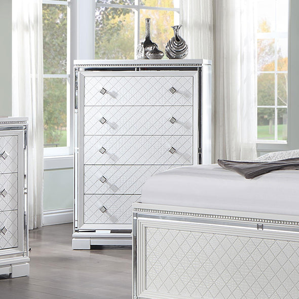 Eleanor Rectangular 5-drawer Chest White - 223565 - Luna Furniture
