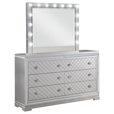 Eleanor Rectangular 6-drawer Dresser with Mirror Metallic - 223463M - Luna Furniture