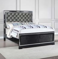 Eleanor Upholstered Tufted Bed Silver and Black - 223361KE - Luna Furniture