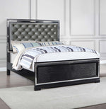 Eleanor Upholstered Tufted Bed Silver and Black - 223361Q - Luna Furniture