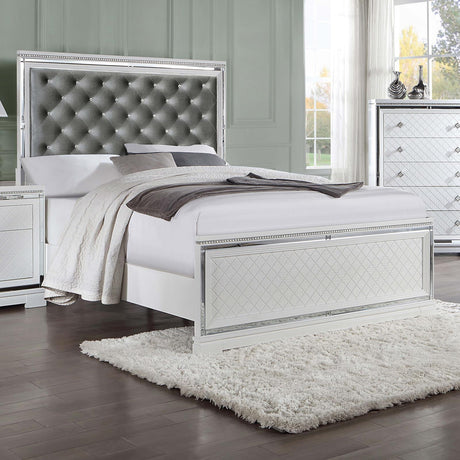 Eleanor Upholstered Tufted Bed White - 223561KW - Luna Furniture