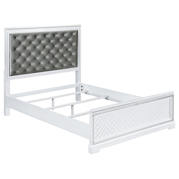 Eleanor Upholstered Tufted Bed White - 223561Q - Luna Furniture