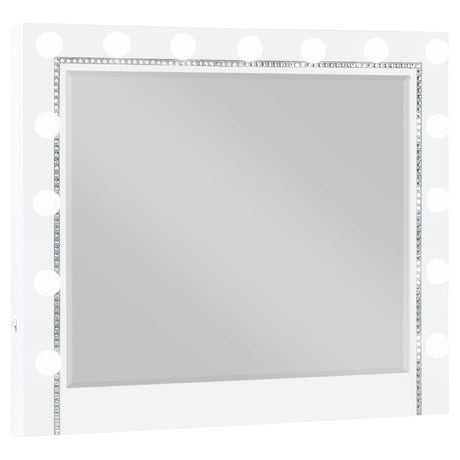 Eleanor White Rectangular Mirror with Light - 223564 - Luna Furniture